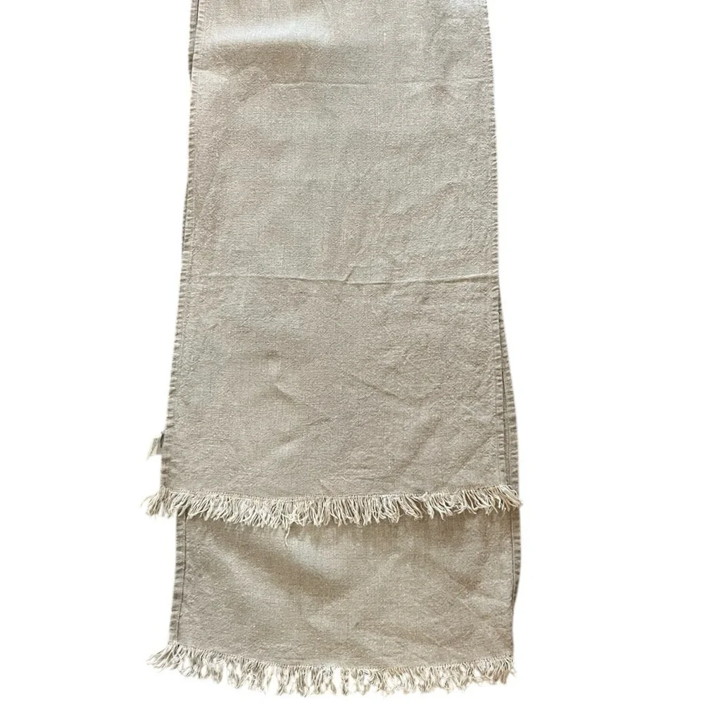 Crate and Barrel “Beckett” 100% Linen Table Runner, Natural, 20”x90”